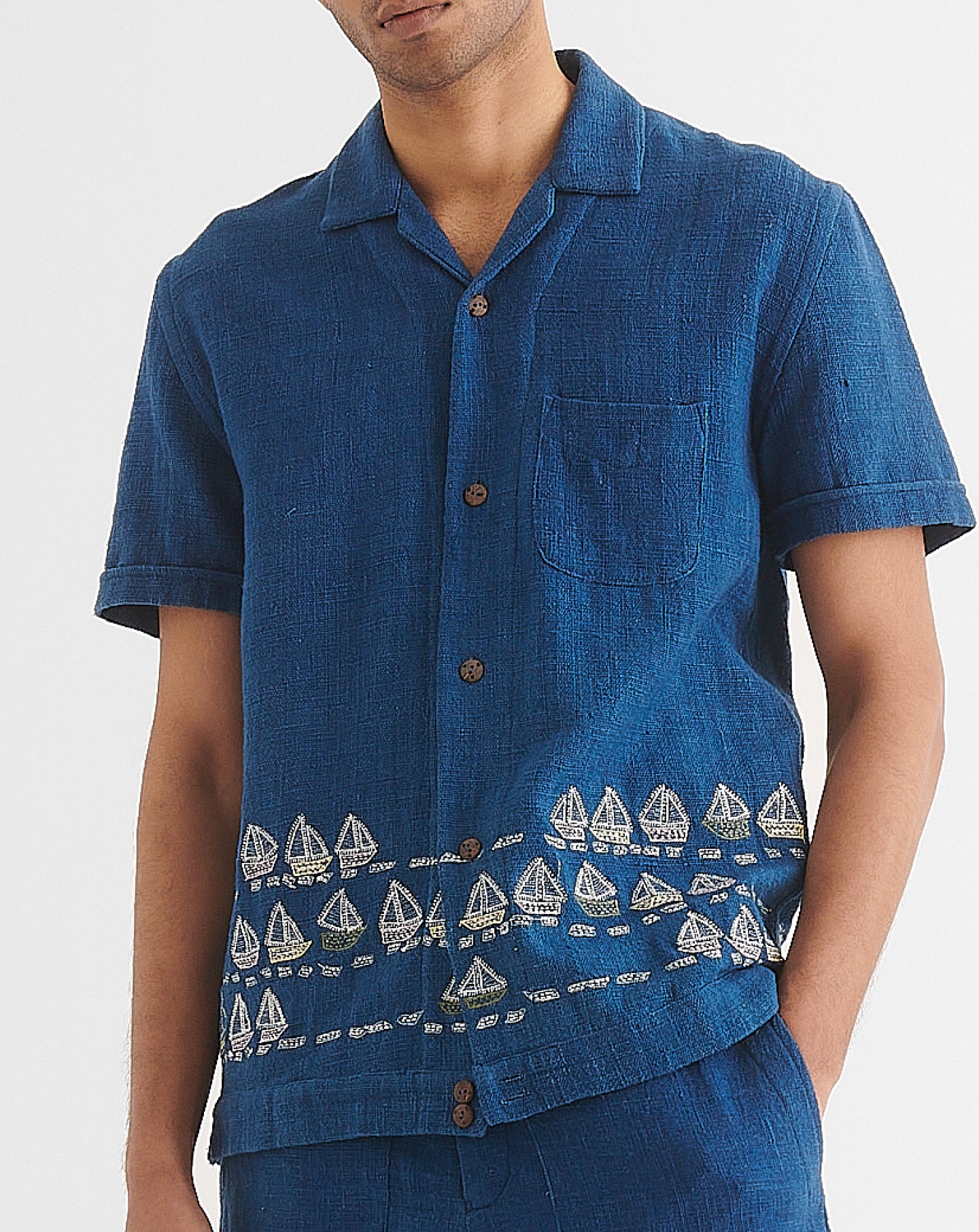 Paraiso Camp Collar Shirt in Midnight Blue
