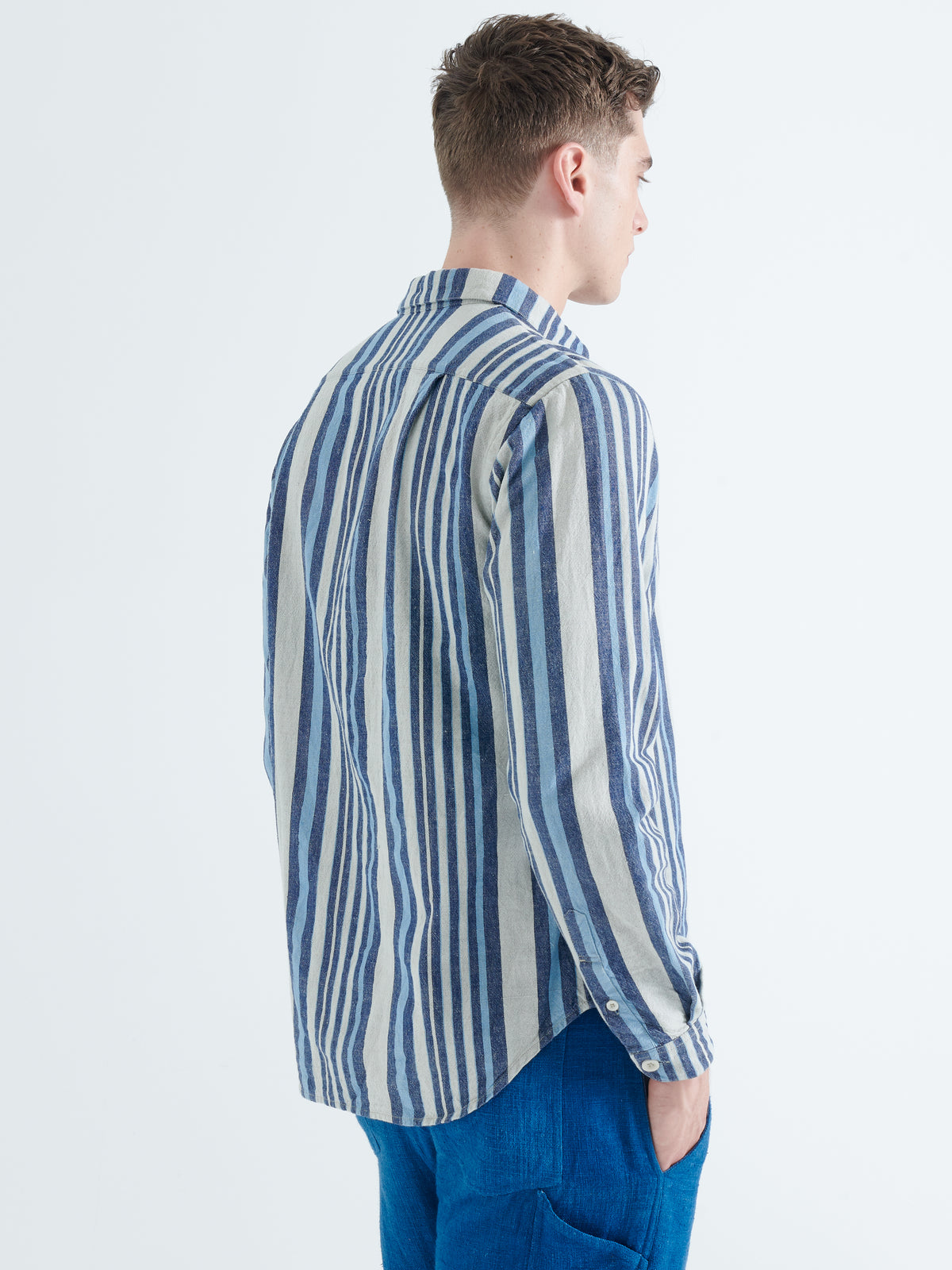 Enamorados Cotton Shirt in Blue Stripes
