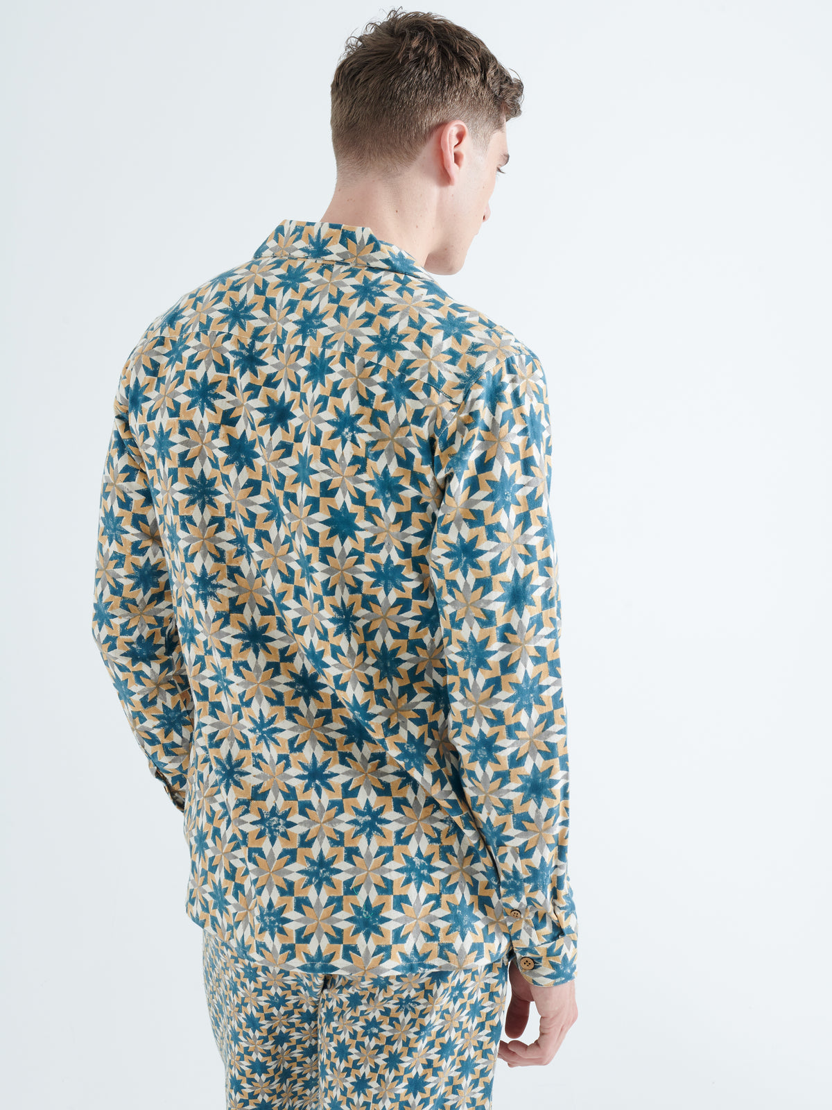 Paloma Organic Cotton Shirt in Yellow and Green Block Print