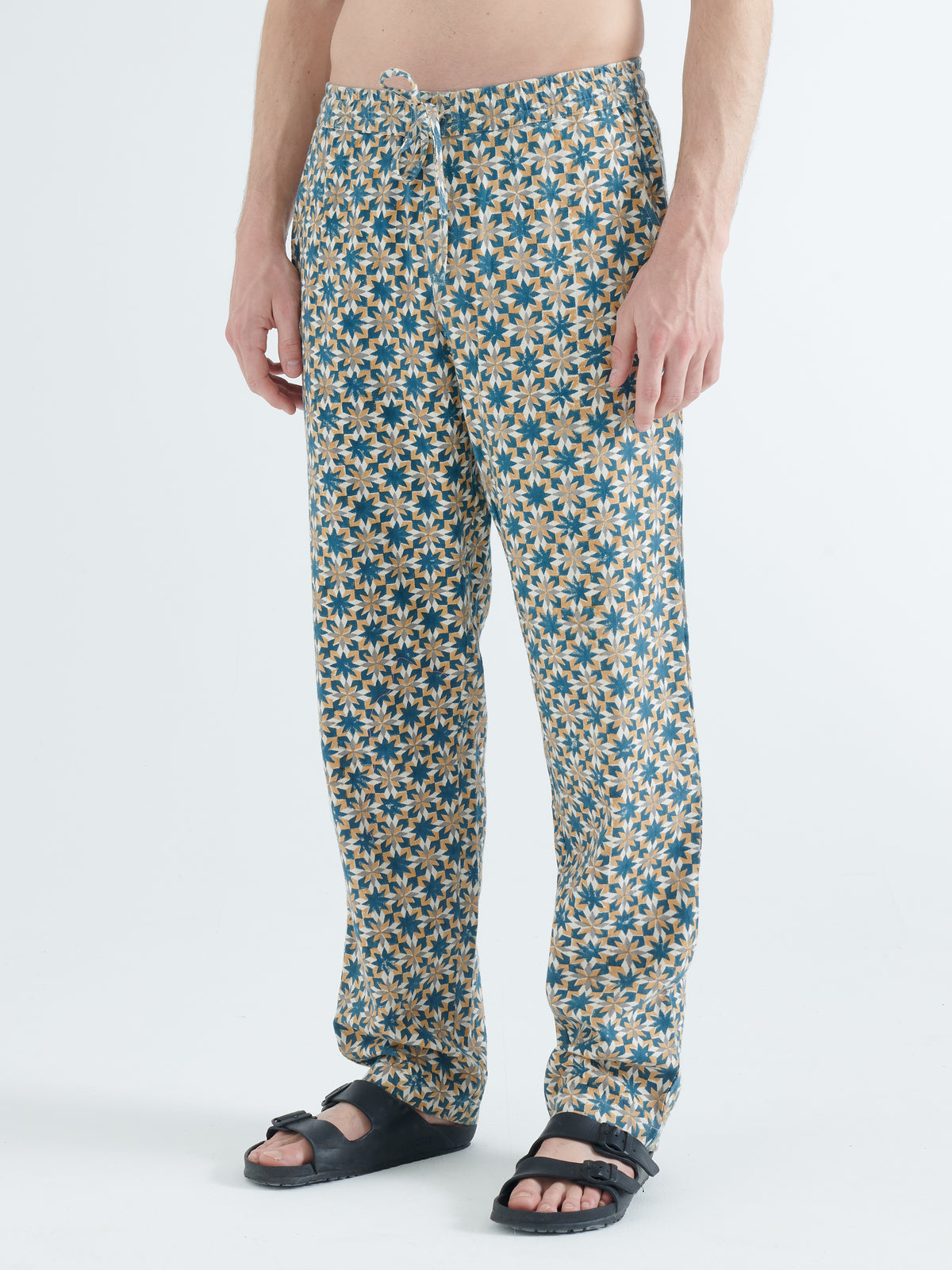 Malibu Organic Cotton in Yellow and Green Block Print