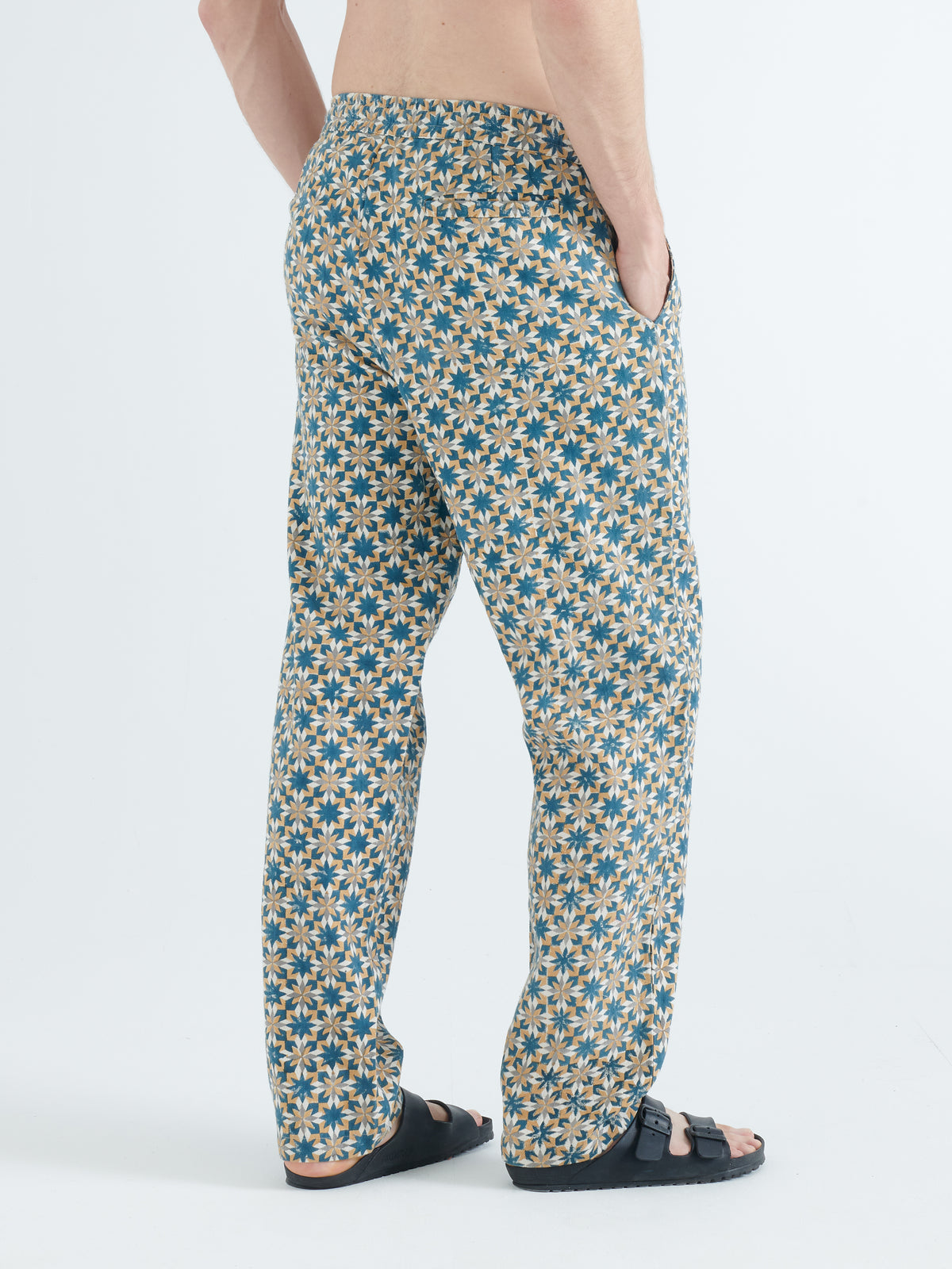 Malibu Organic Cotton in Yellow and Green Block Print