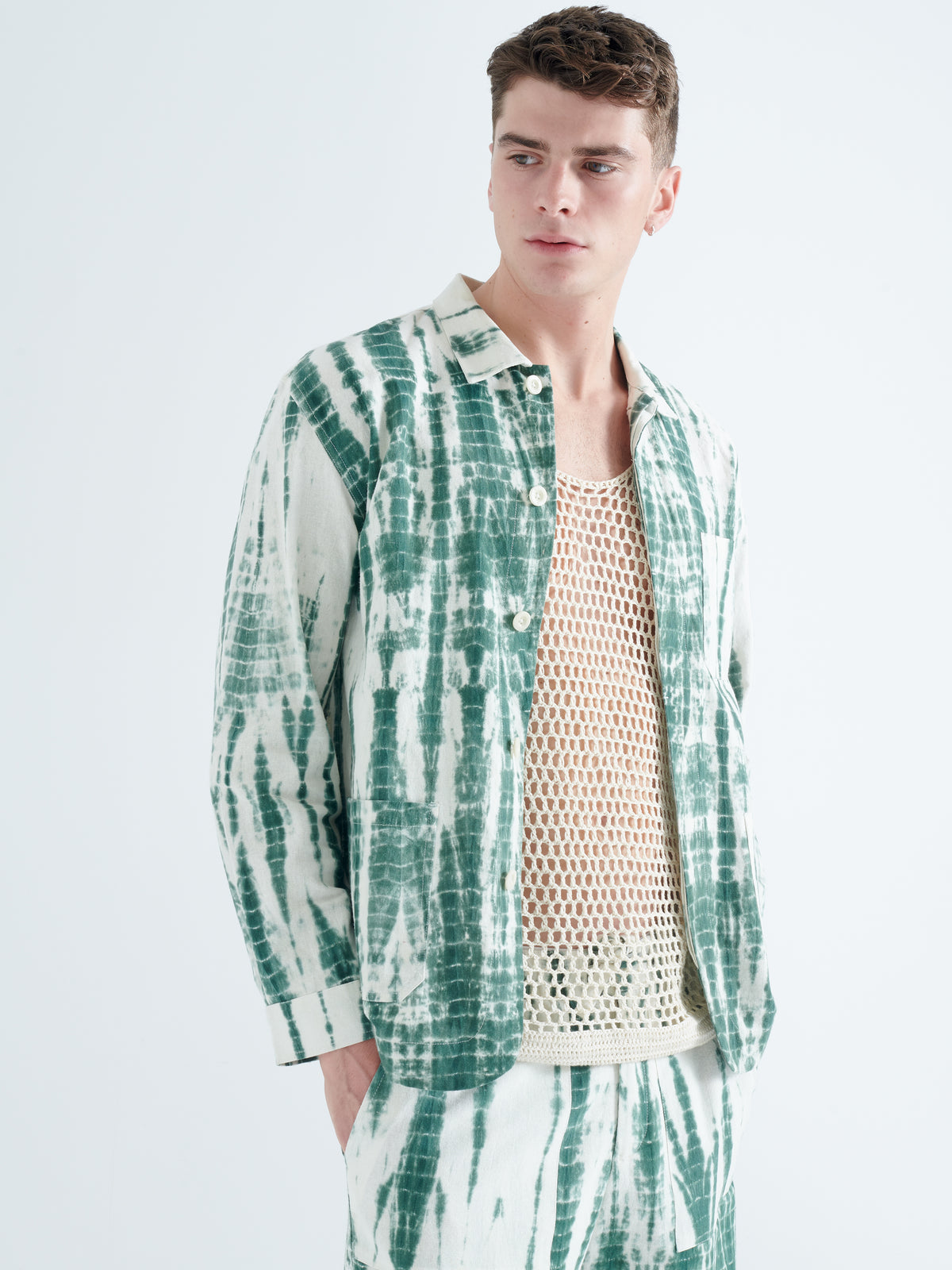 Talamanca Cotton Jacket in Green Tie-Dye