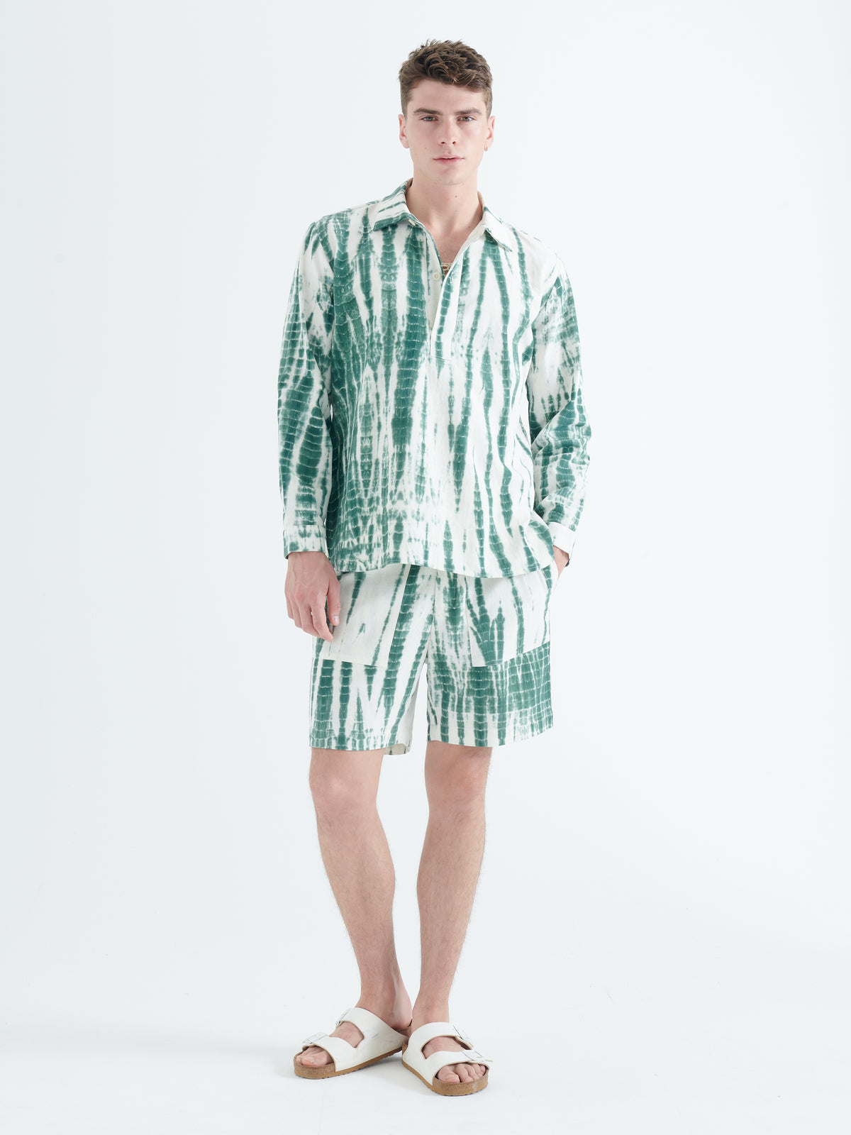 Talamanca Cotton Jacket in Green Tie-Dye