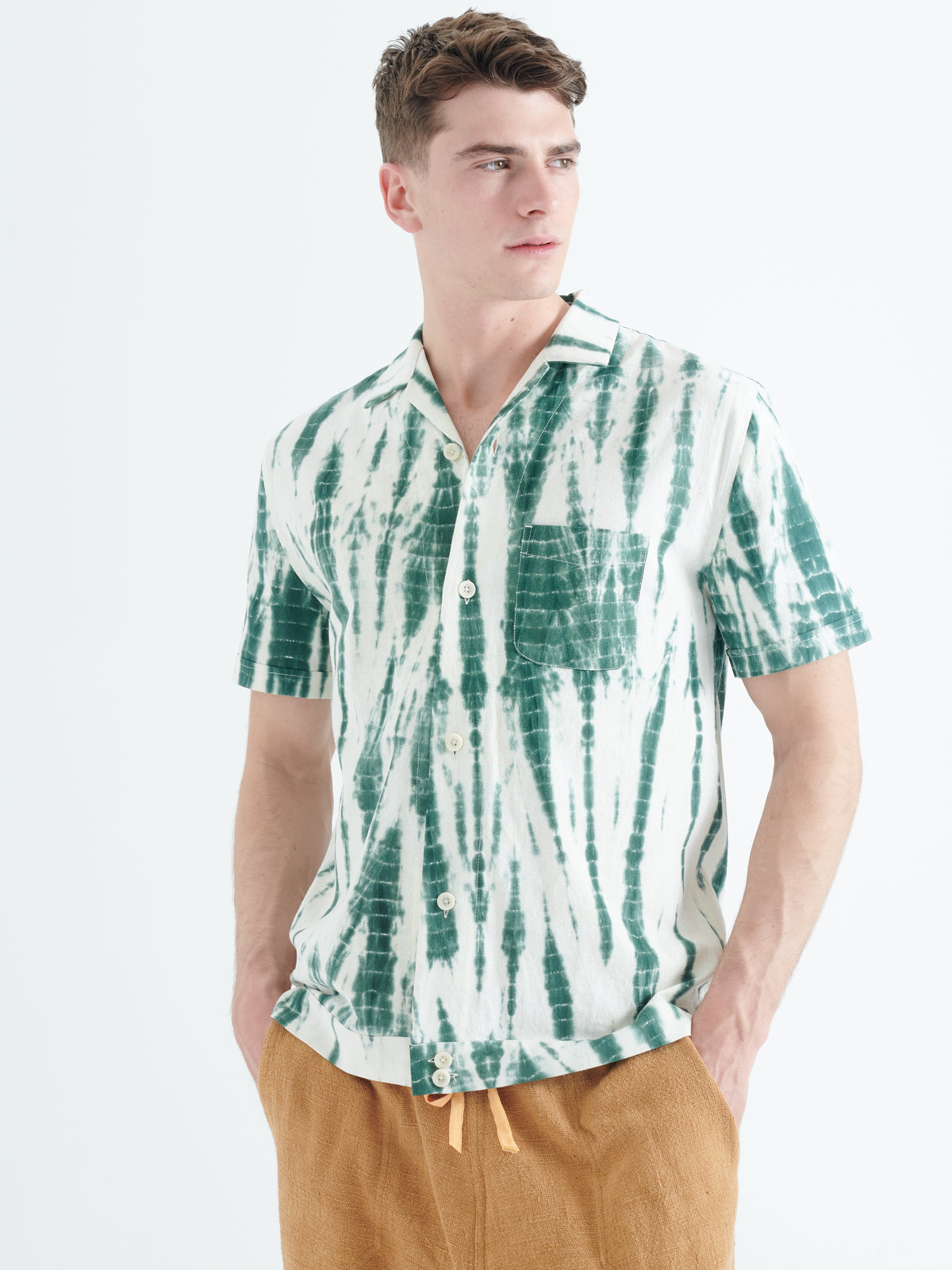 Paraiso Cotton Shirt in Green Tie-Dye