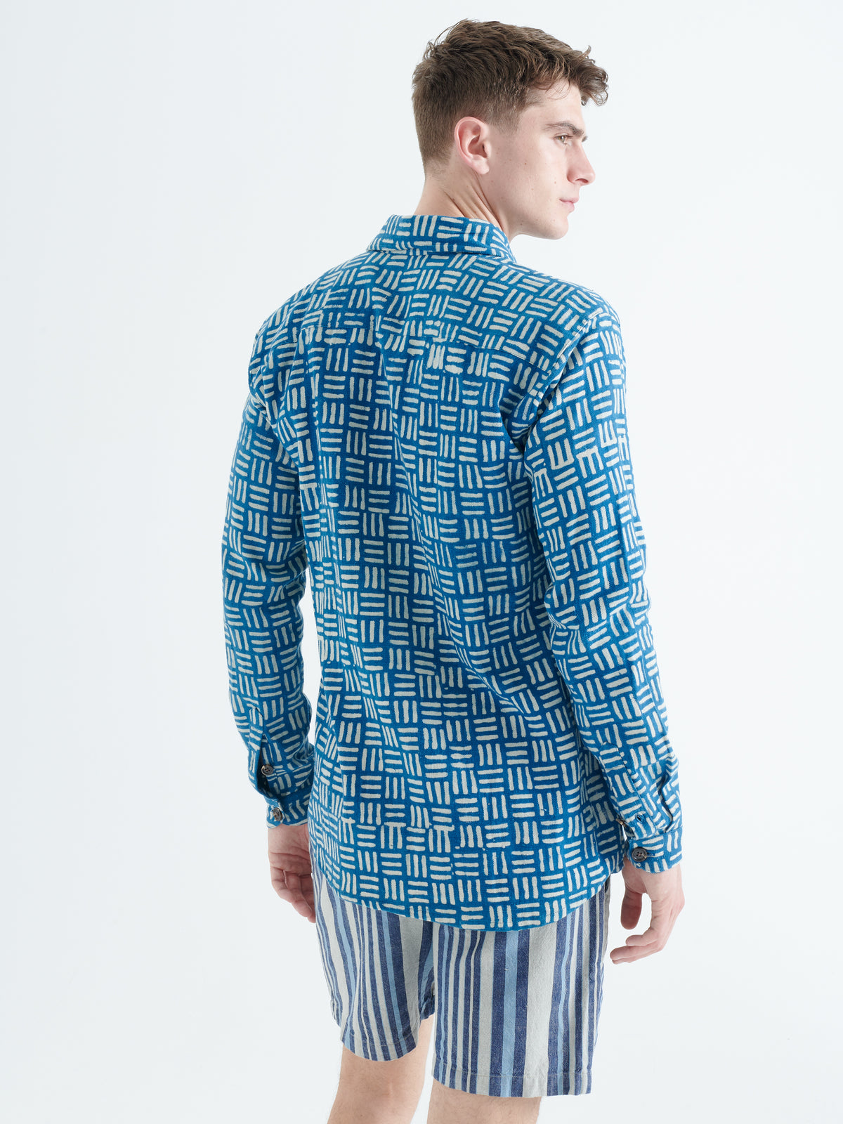 Enamorados Organic Cotton Shirt in Blue Block Print