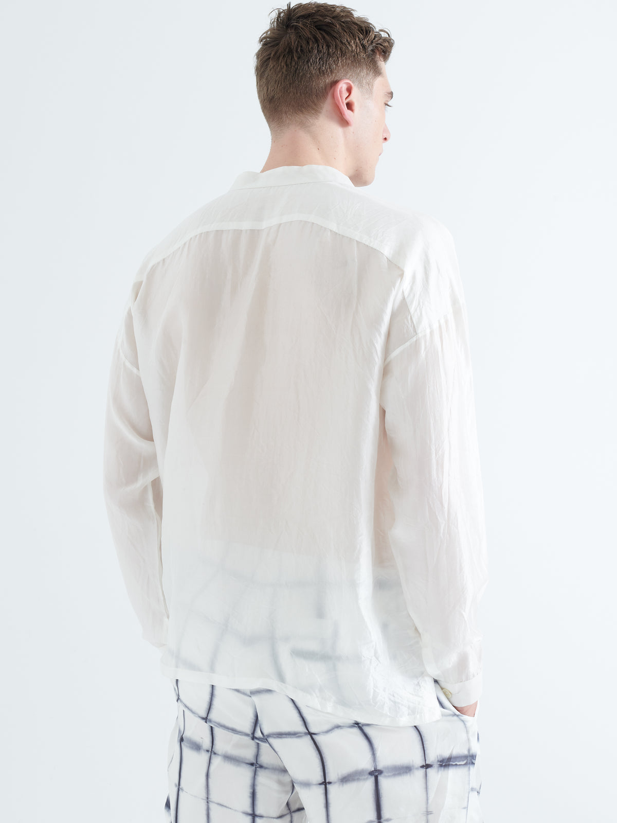 Cavalet Silk Shirt in White and Black Bib