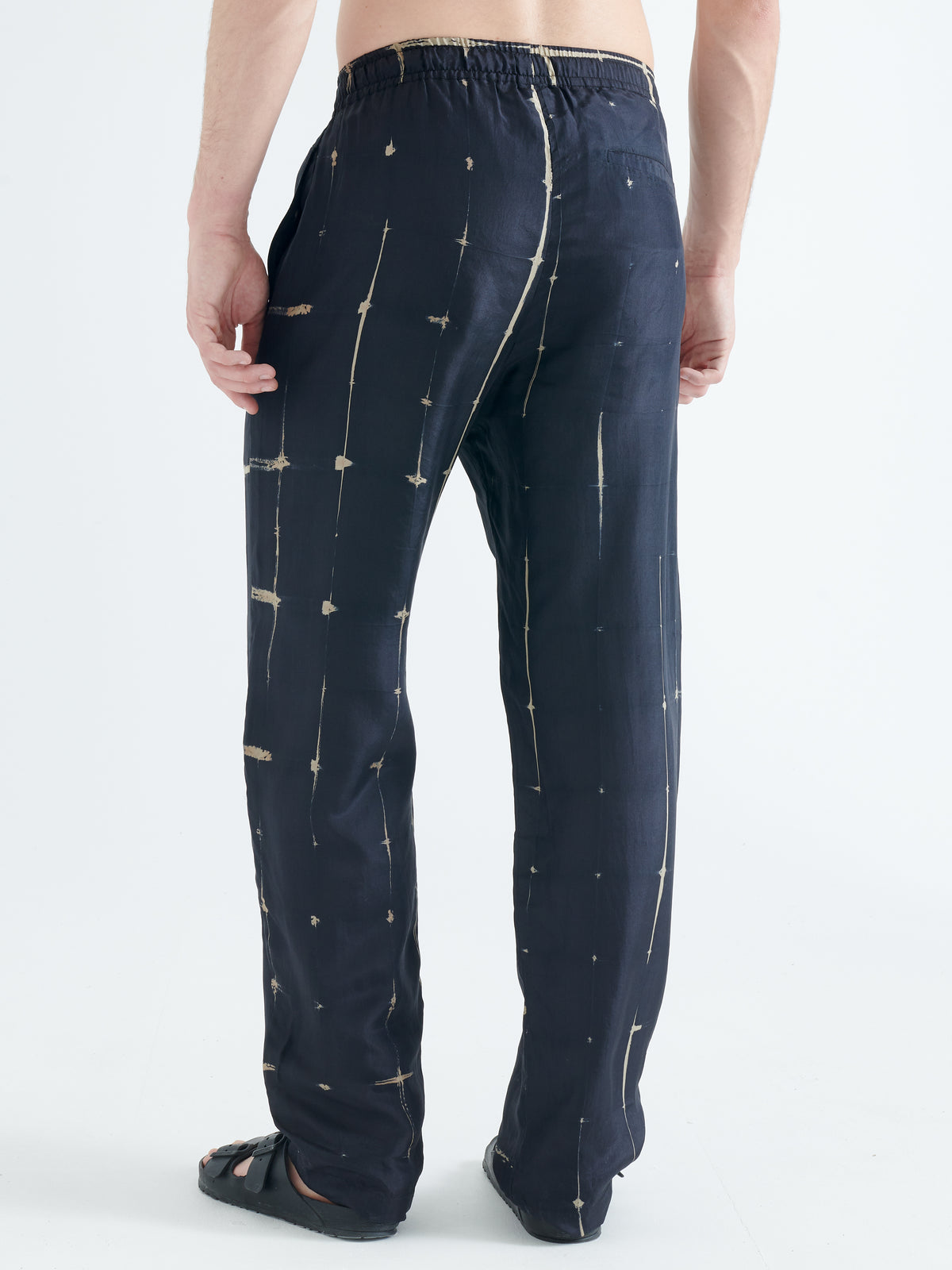 Malibu Silk Trousers in Black and Sand