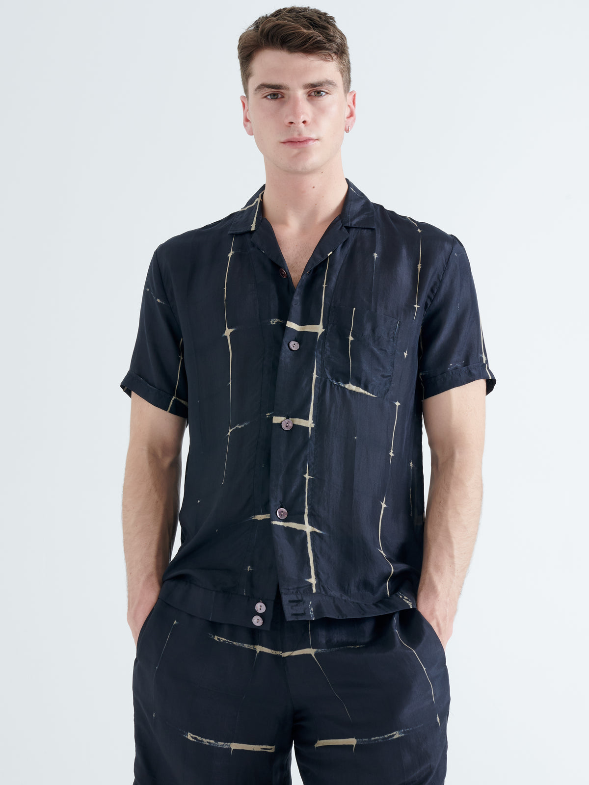 Paraiso Silk Shirt in Black and Sand
