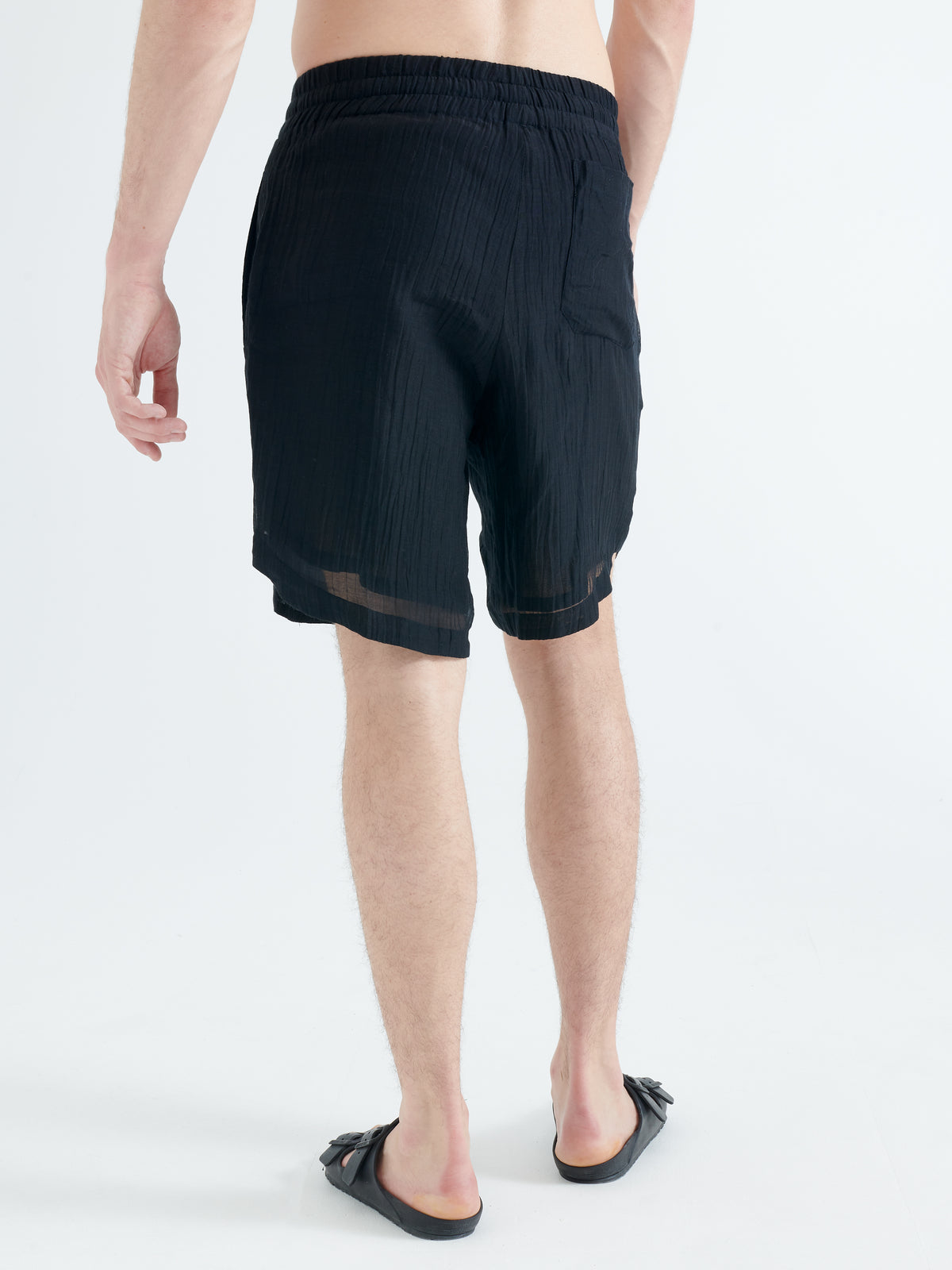 Hiri Cotton-Silk Shorts in Black