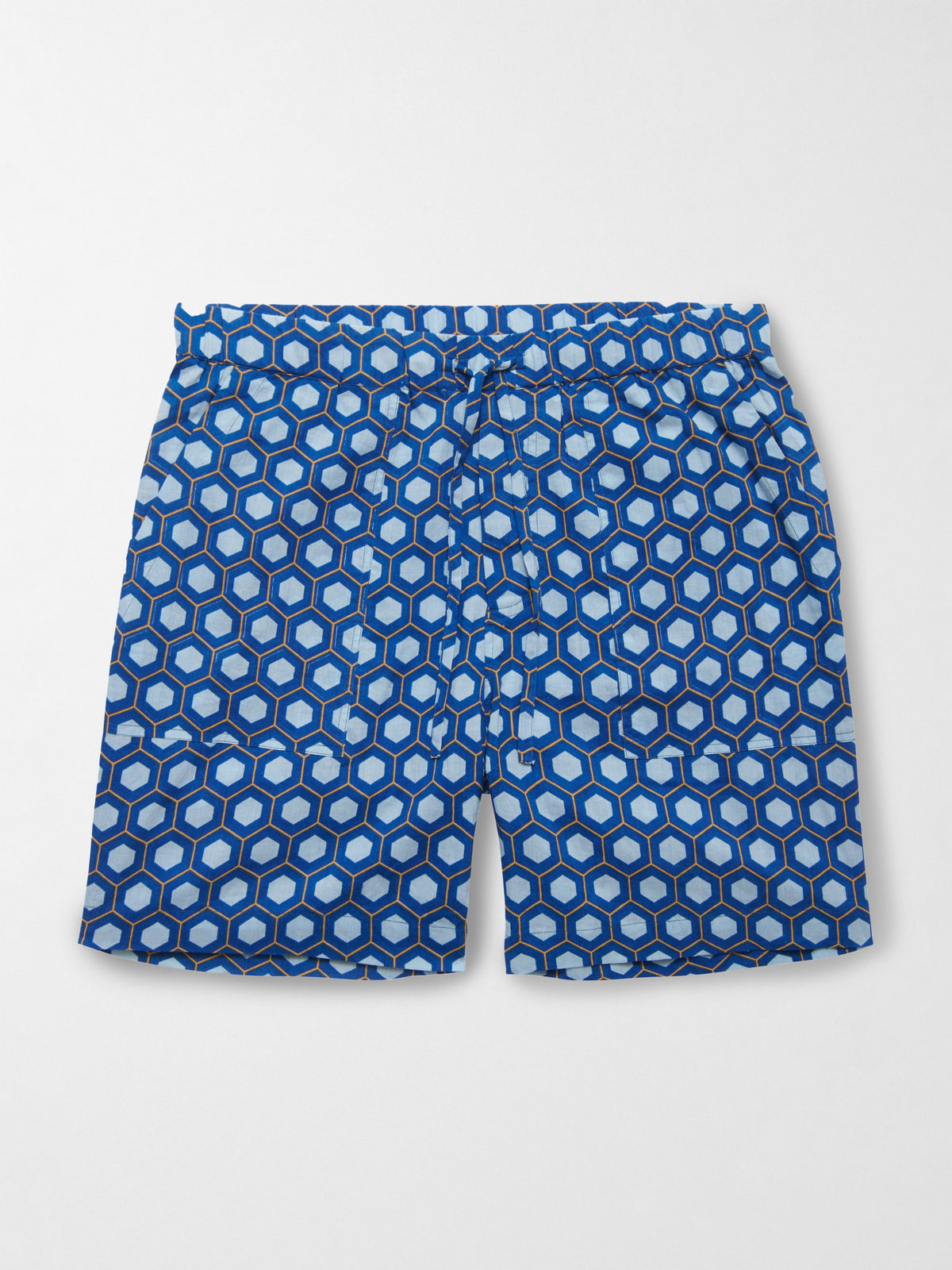 Es Cubells Organic Cotton Shorts in Blue Block Geometric Print