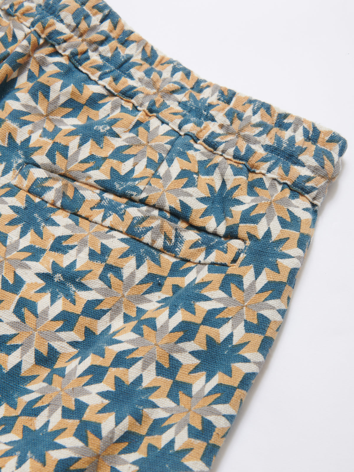 Malibu Organic Cotton in Yellow and Green Block Print