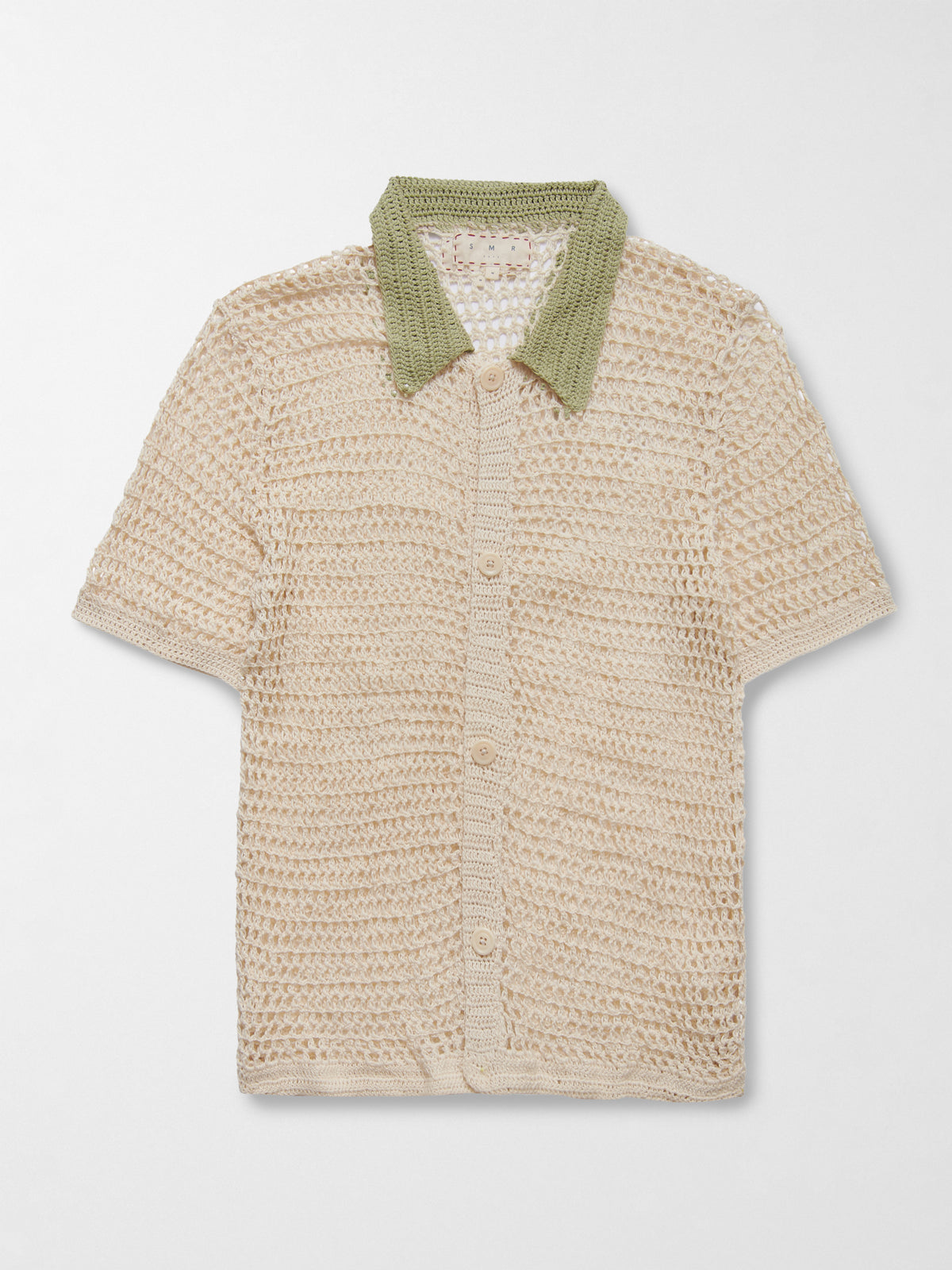Crochet Knitted Cotton Shirt in Off White