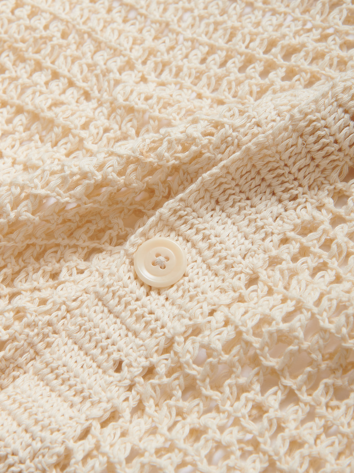 Crochet Knitted Cotton Shirt in Off White