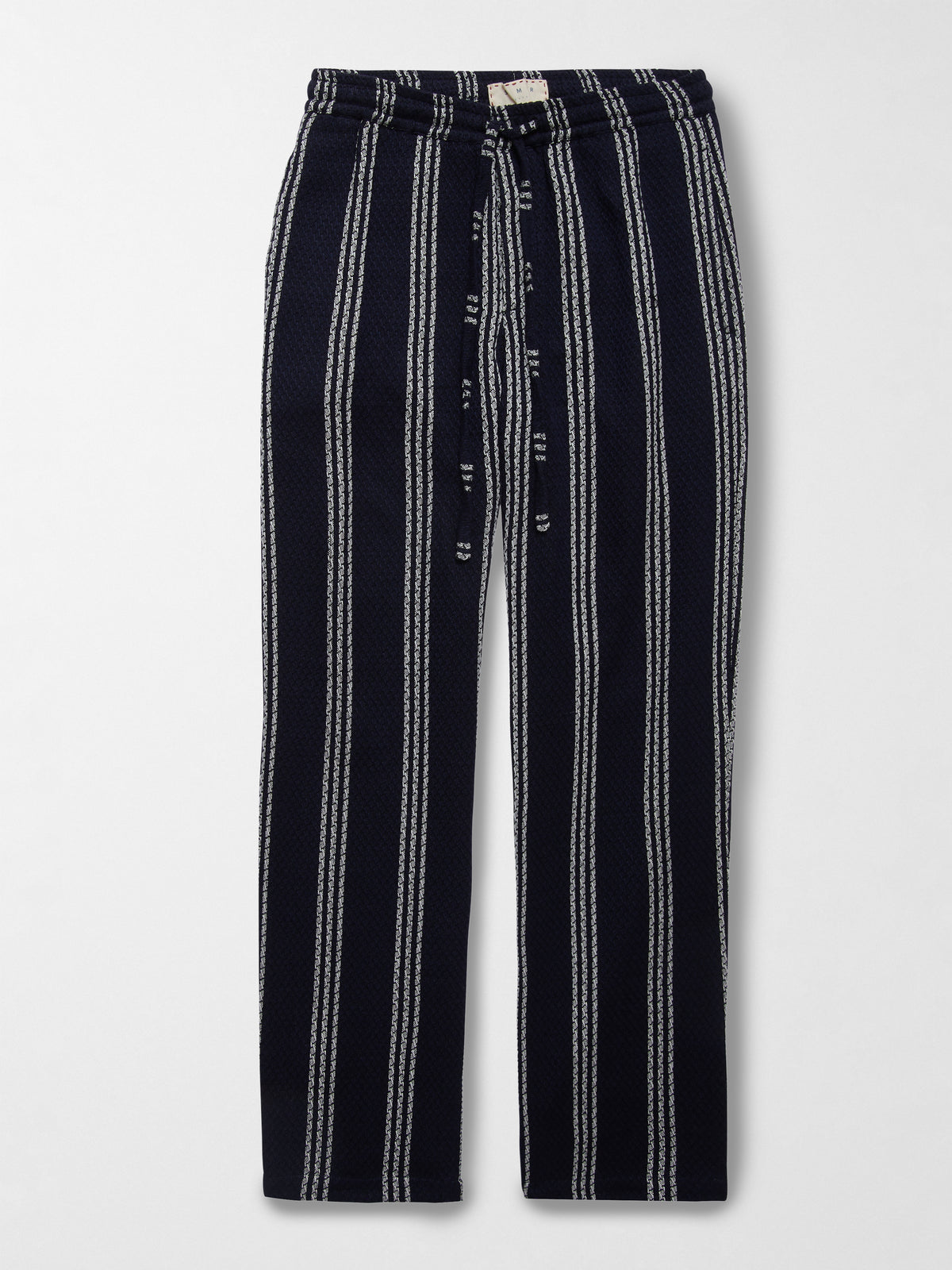 Malibu Cotton Waffle Trousers in Navy and White
