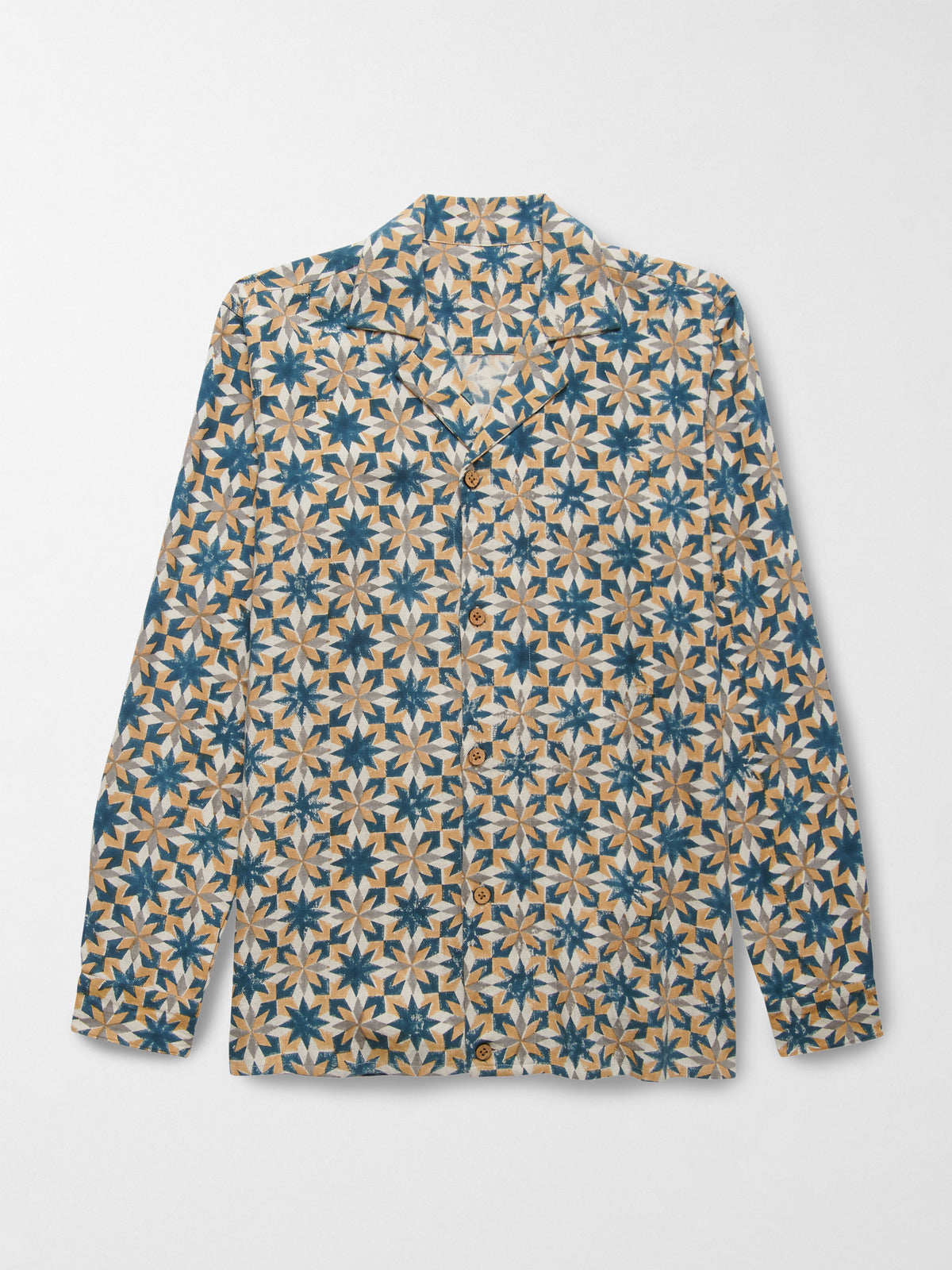 Paloma Organic Cotton Shirt in Yellow and Green Block Print