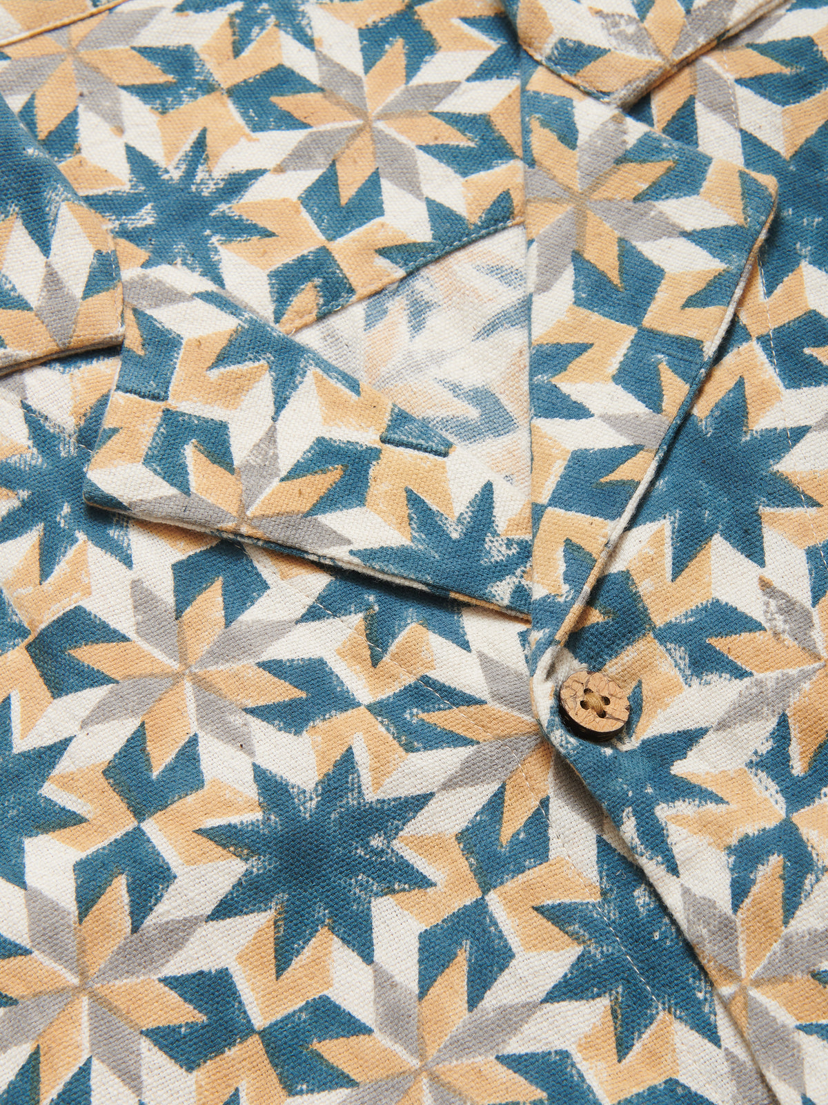 Paloma Organic Cotton Shirt in Yellow and Green Block Print