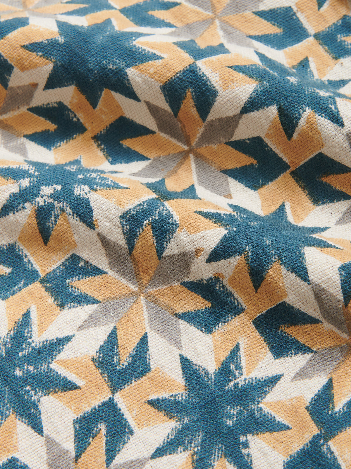 Paloma Organic Cotton Shirt in Yellow and Green Block Print