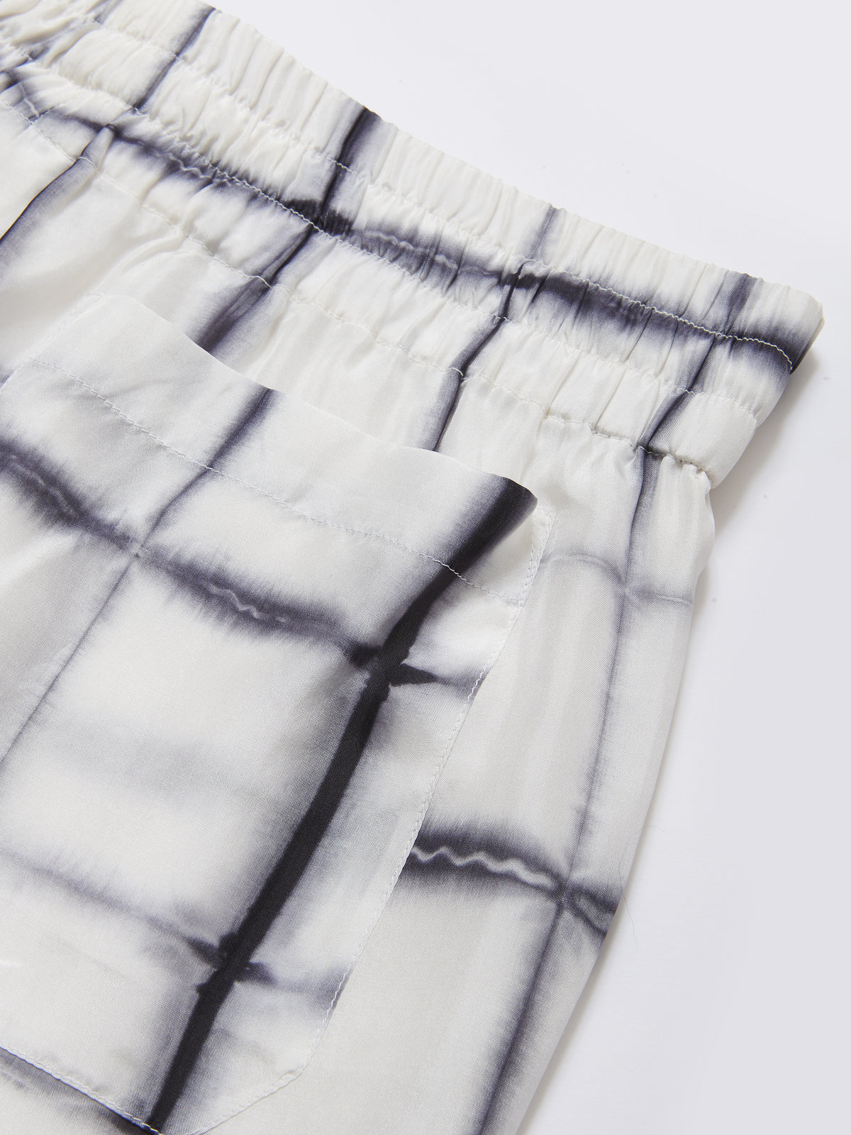 Hiri Silk Shorts in White and Black