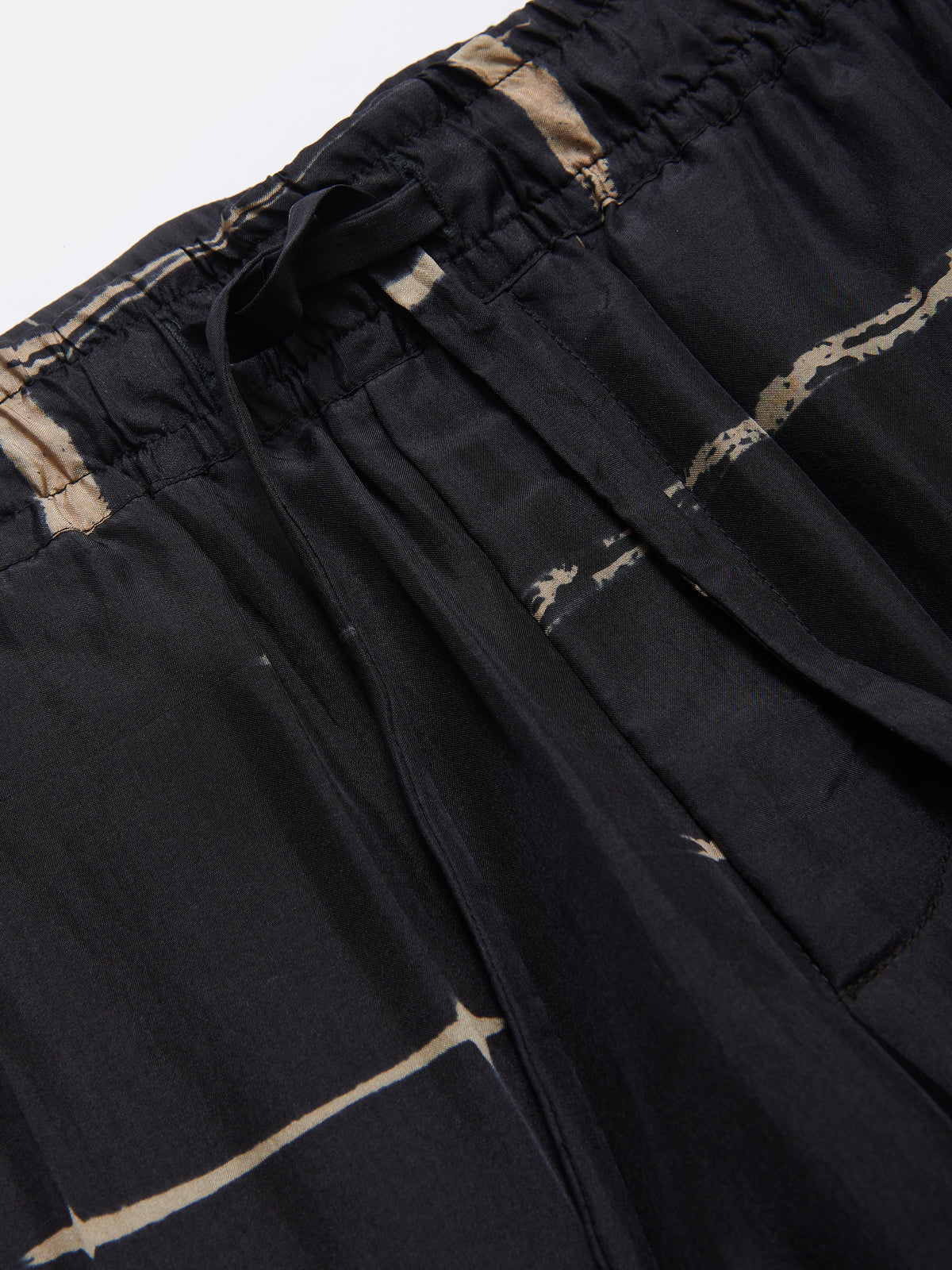 Malibu Silk Trousers in Black and Sand