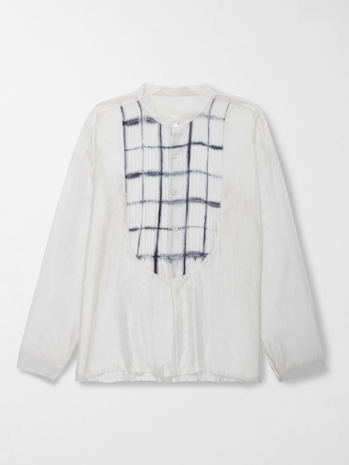 Cavalet Silk Shirt in White and Black Bib