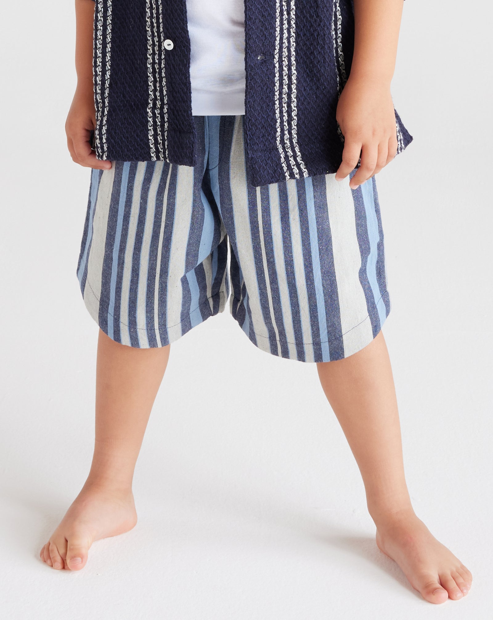 Kids Es Cubells Cotton Shorts in Blue Stripes