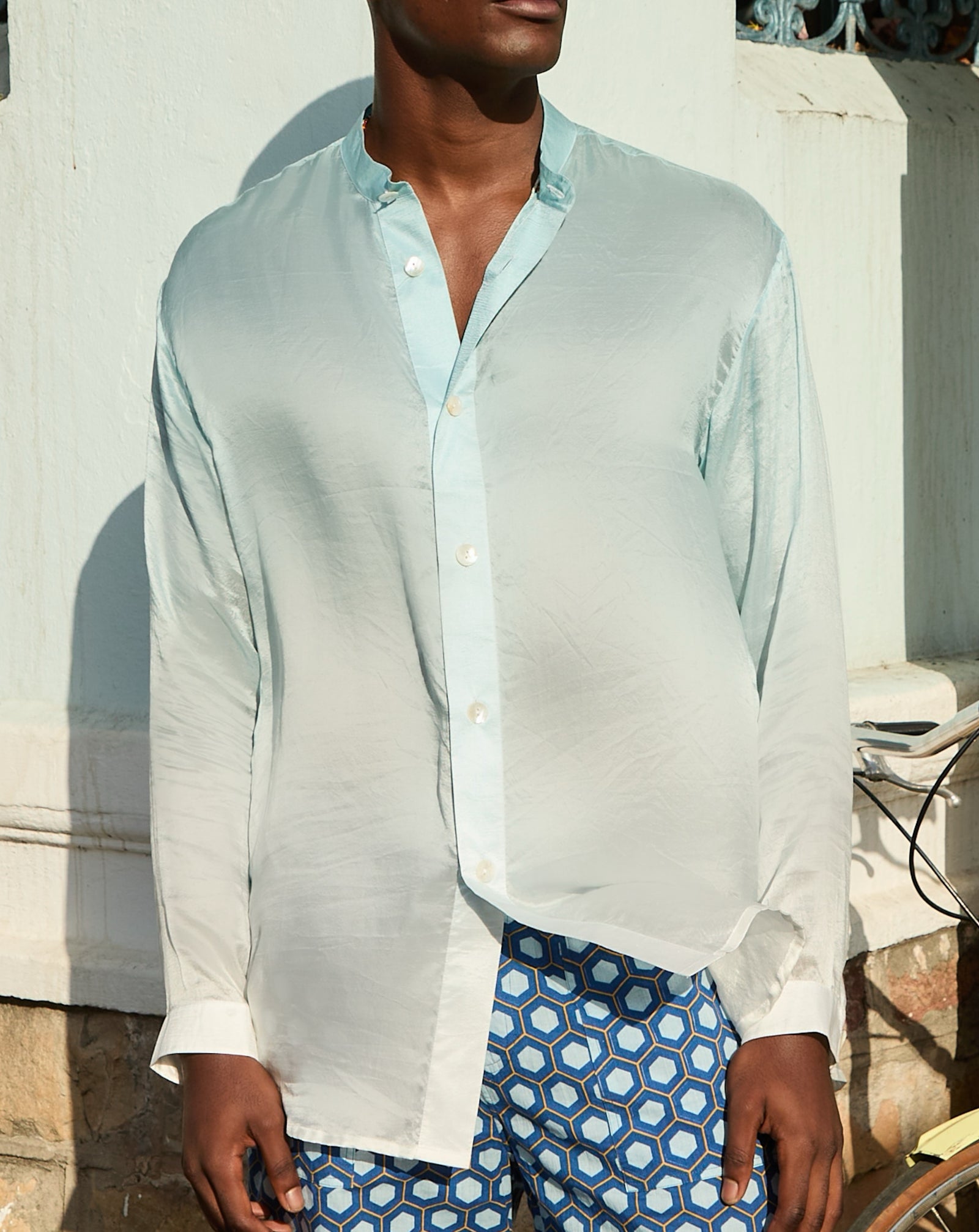 Tulum Silk Shirt in Blue Ombre