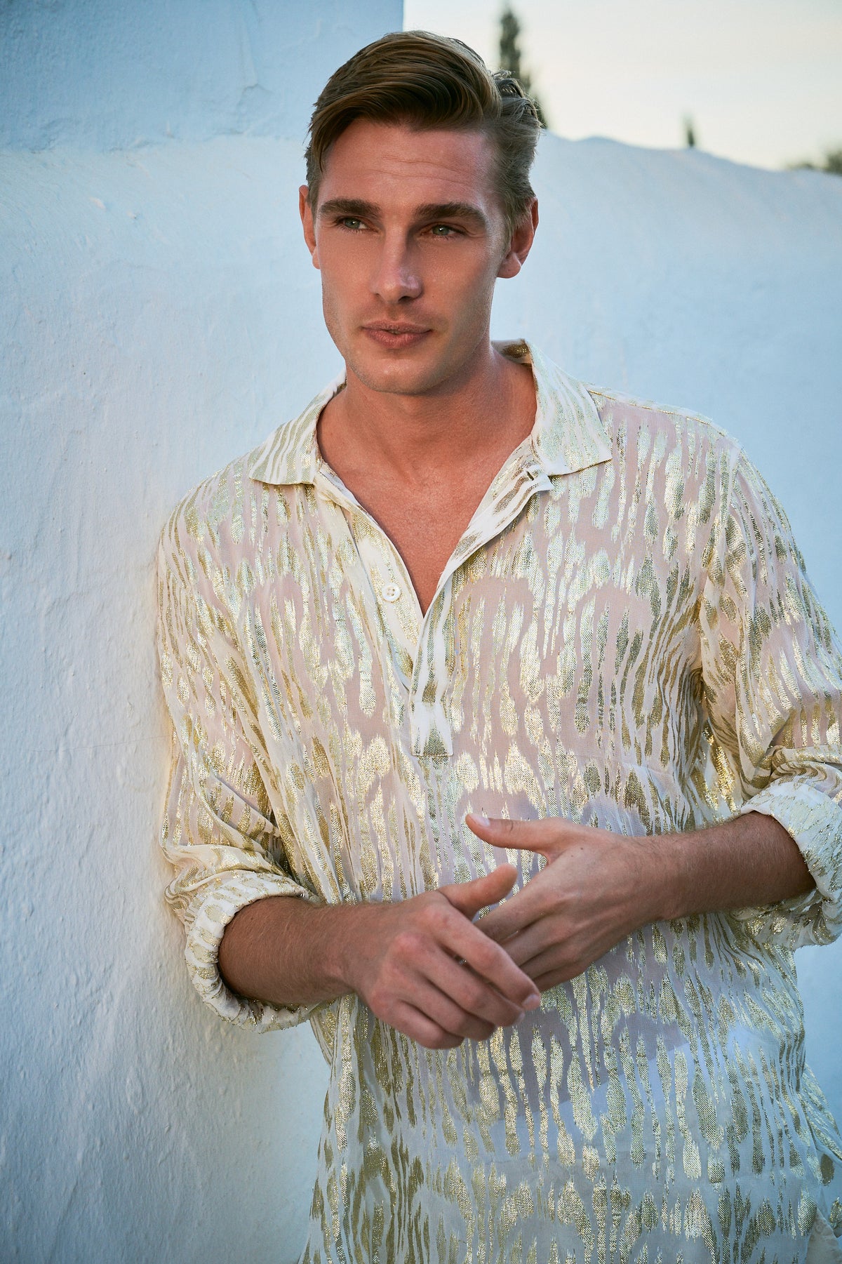 Ornos Relaxed Fit Shirt in Lurex Gold