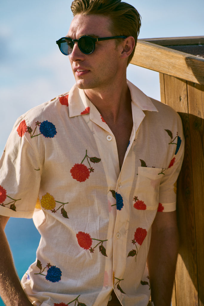 SMR Days Paraiso Organic Cotton Shirt in Yellow and Green