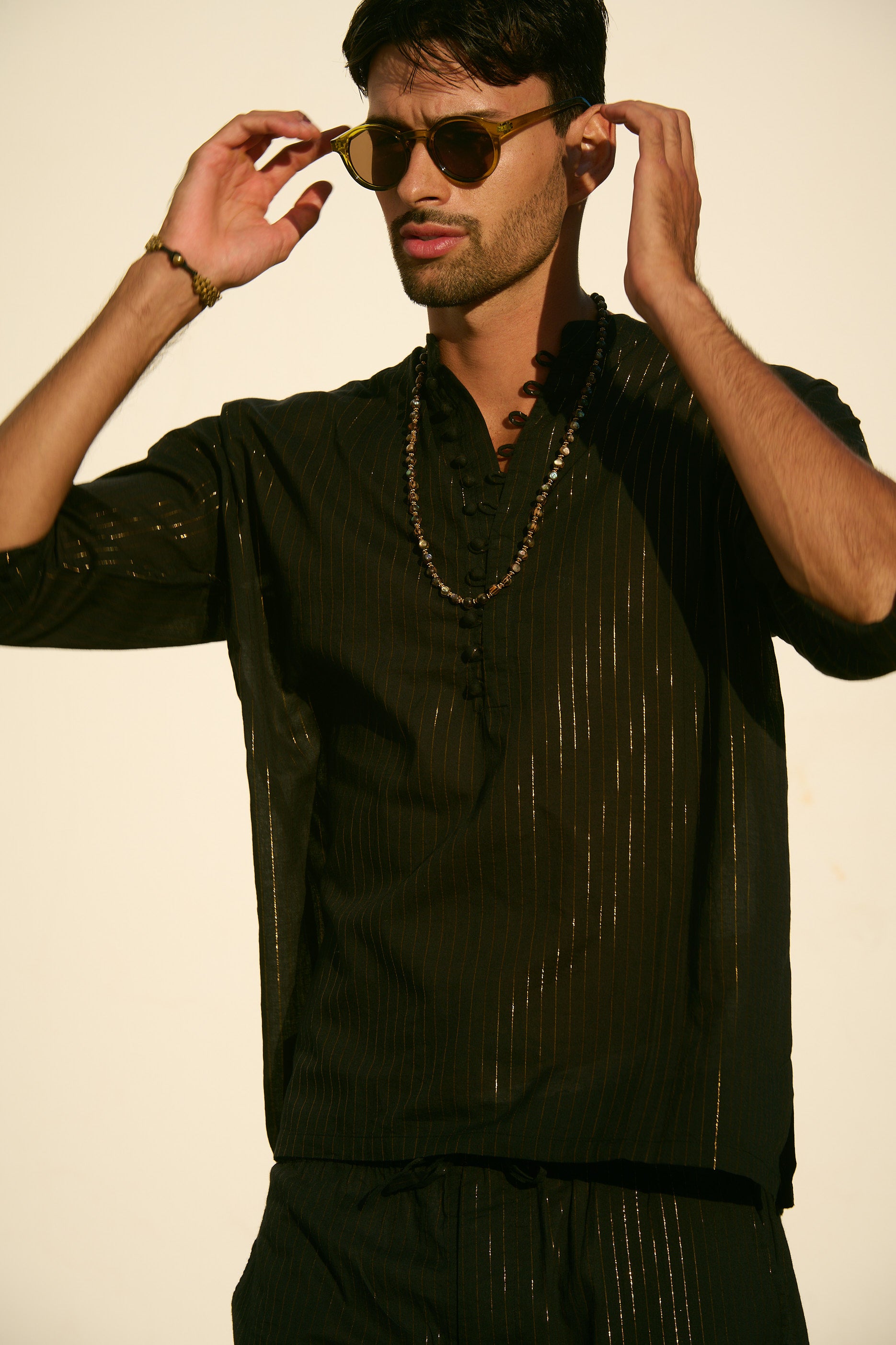 Yves Cotton Silk Shirt in Sunset Glow