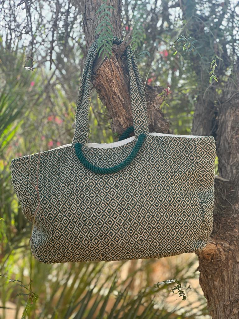 Vroulidia Bag in Green Diamond Pattern