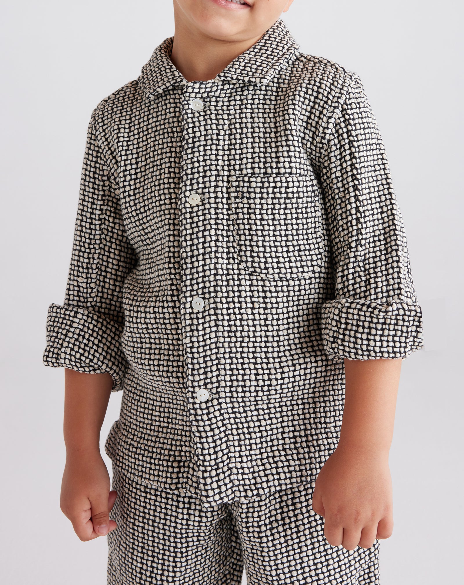 Kids Enamorados Cotton Shirt in Black and White