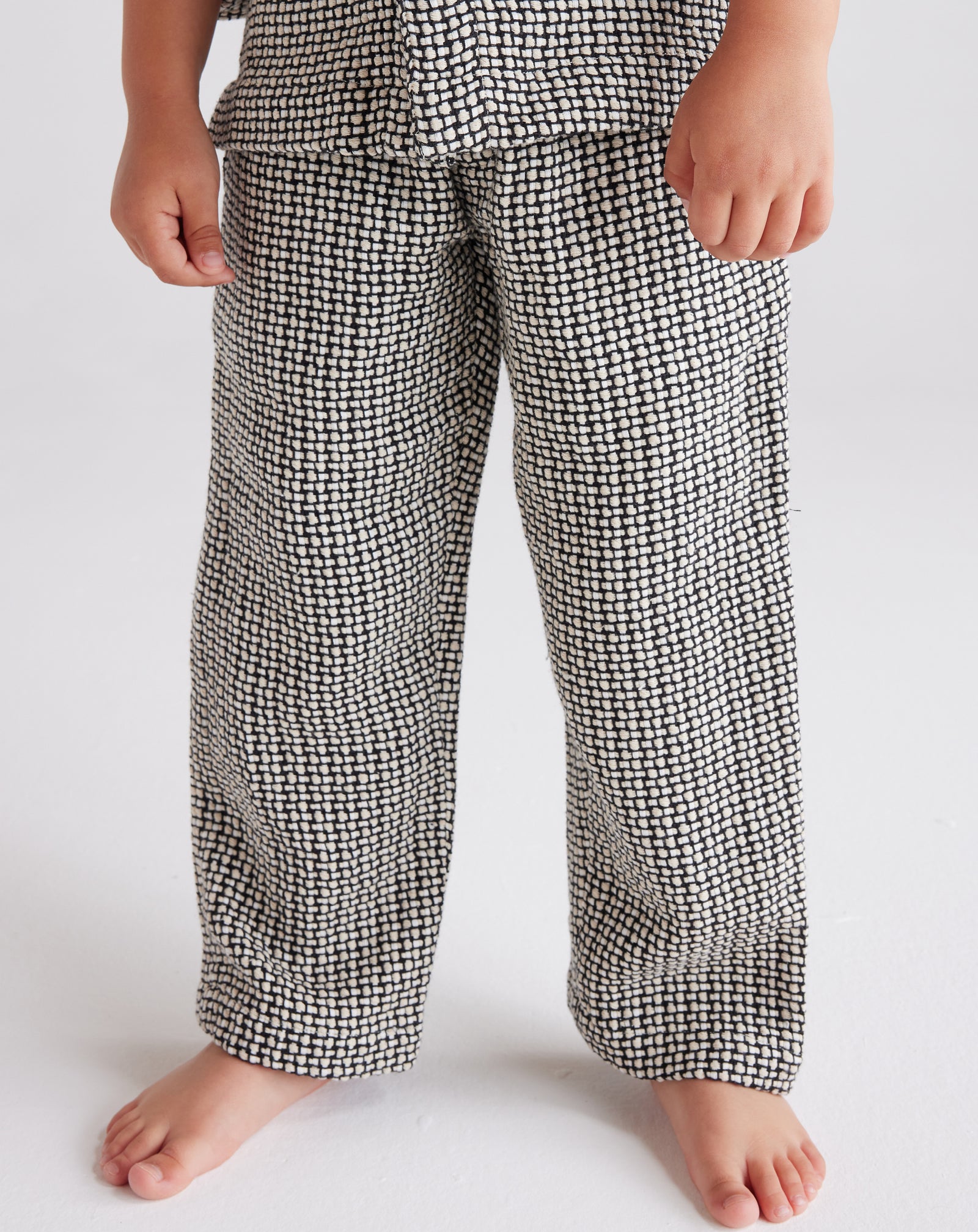 Kids Malibu Cotton Trousers in Black and White
