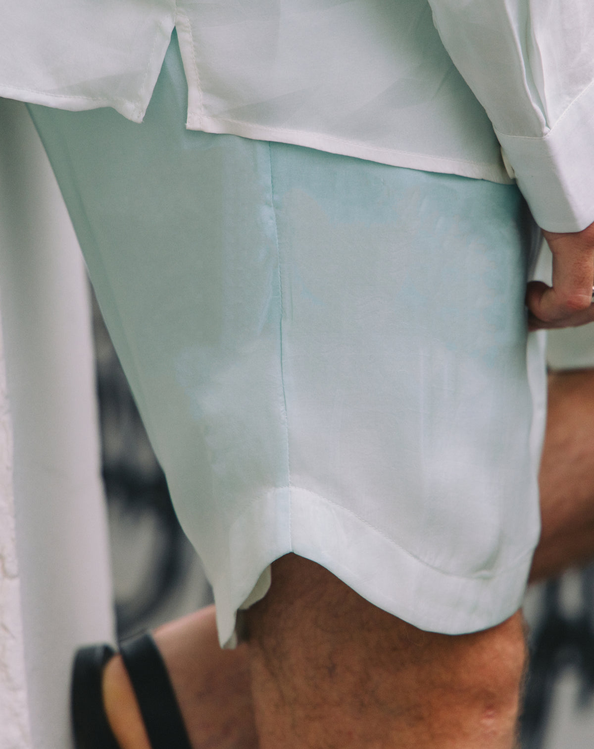 Hiri Silk Shorts in Blue Ombre