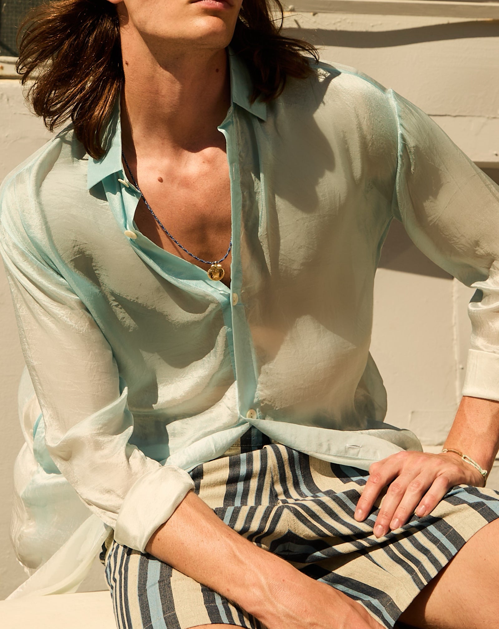 Paloma Silk Shirt in Blue Ombre