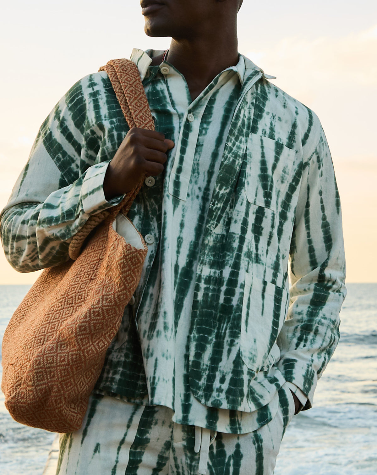 Talamanca Cotton Jacket in Green Tie-Dye