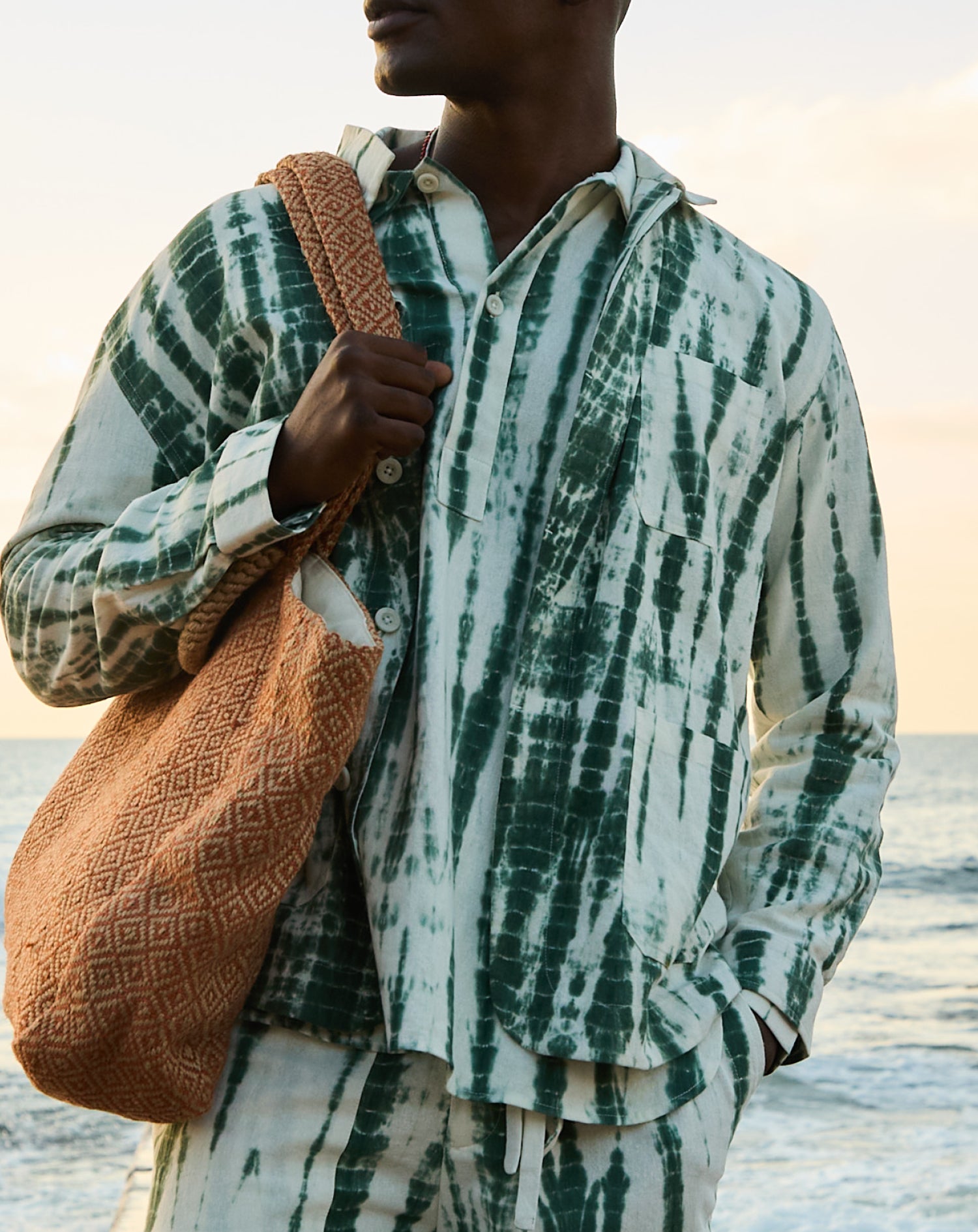 Talamanca Cotton Jacket in Green Tye-Dye