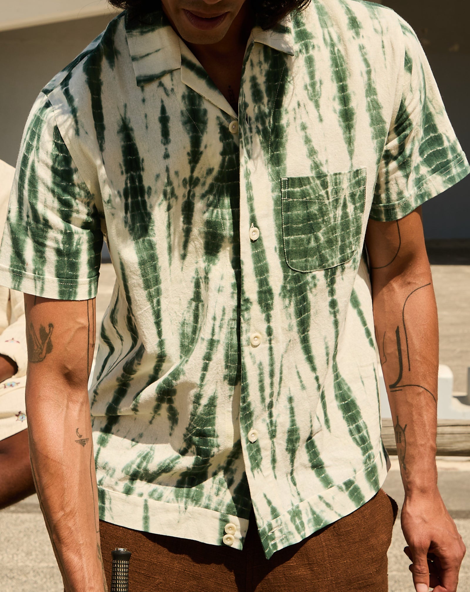 Paraiso Cotton Shirt in Green Tie-Dye