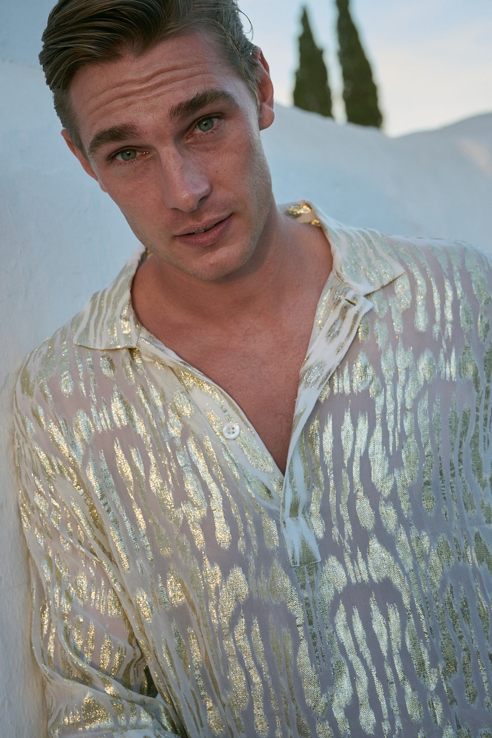 Ornos Relaxed Fit Shirt in Lurex Gold