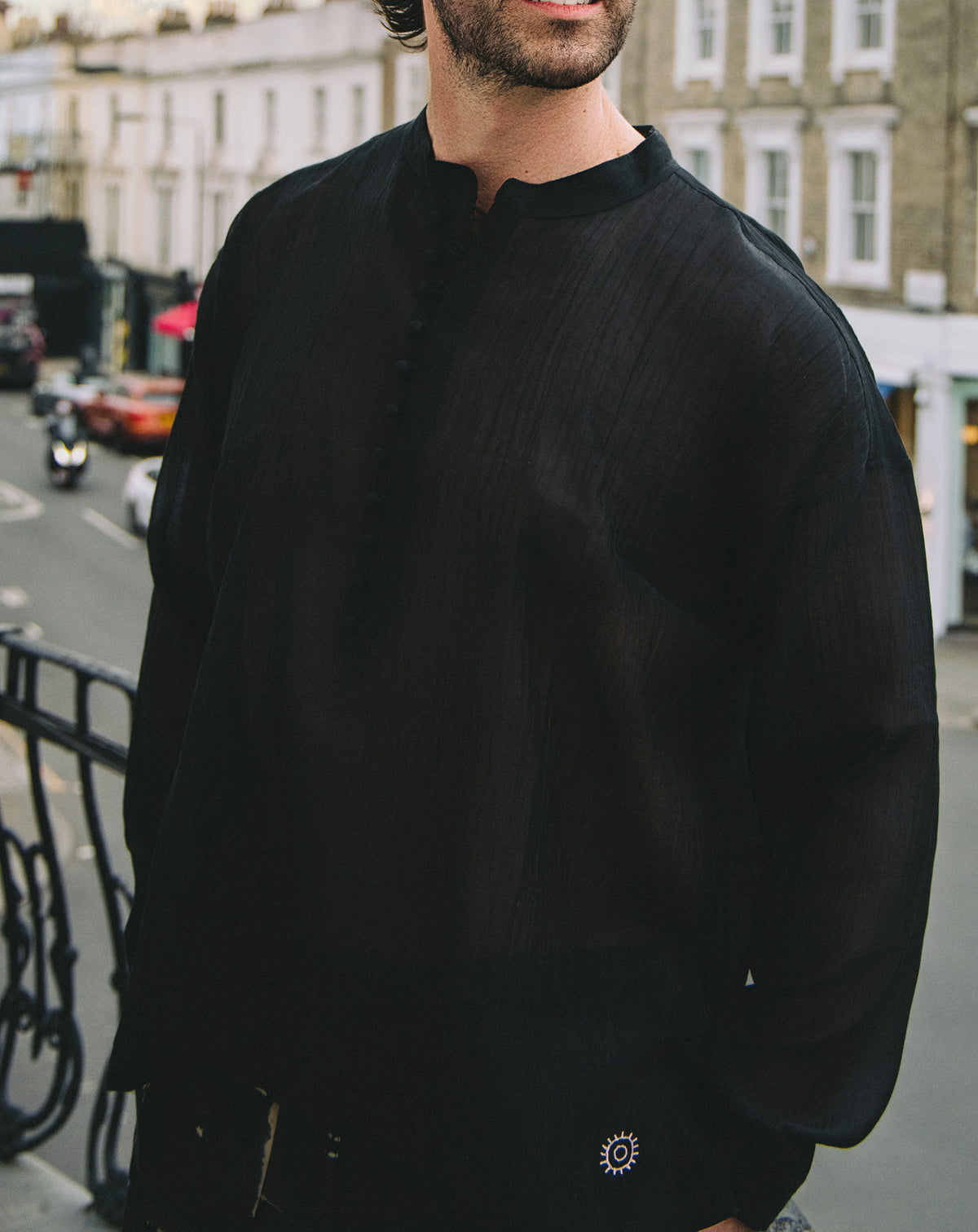 Yves Cotton Silk Shirt in Black