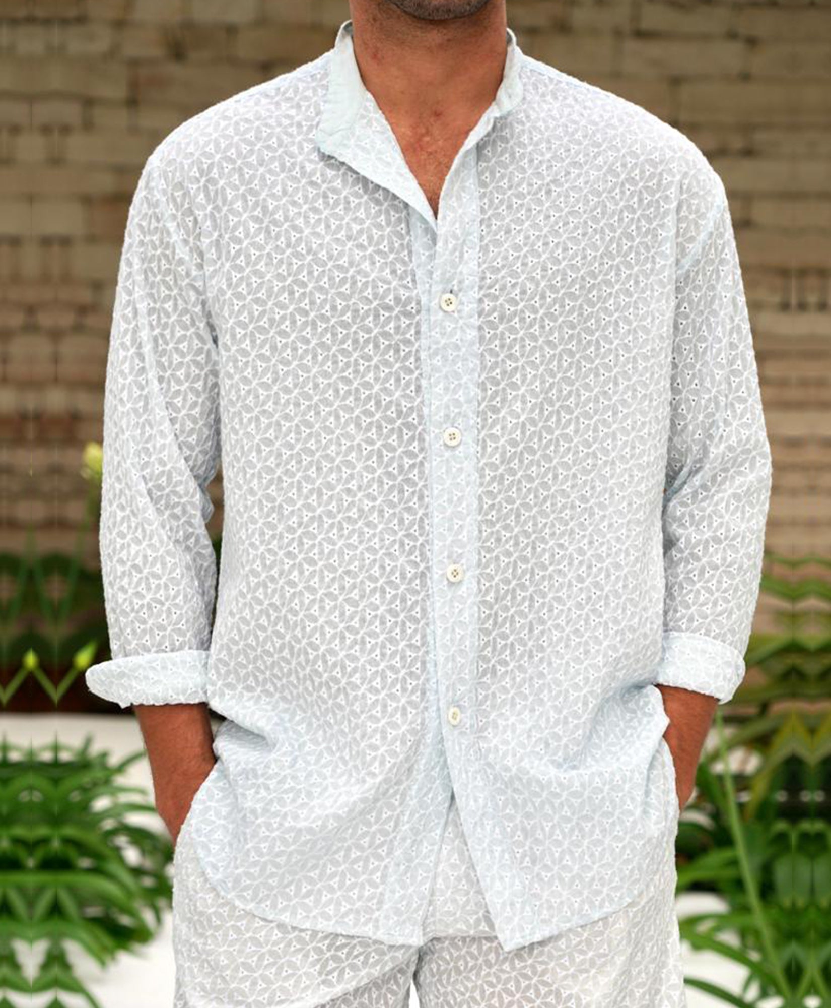 Tulum Shirt in Light Blue and Ivory